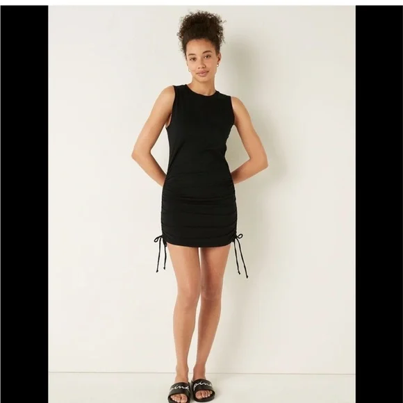 victoria's secret ruched dress Victorias Secret Sheath Dress Womens S Blue Body Con Sleeveless Ruched Cocktail